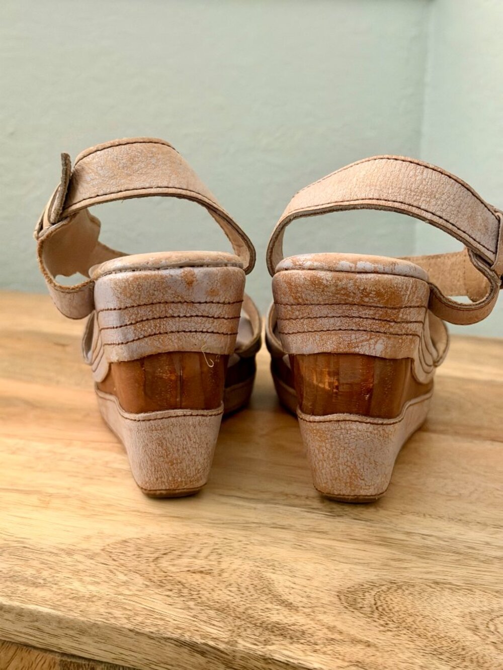 Bed Stu Silver Lux Metallic Leather Platform Wedge Sandals 7.5 - Picture 8 of 16